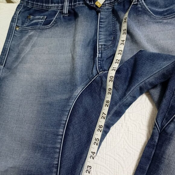 Track Denim Jogger Pants Size 30 Blue Elastic Cuffs Cotton Mens Casual Wear - Picture 8 of 9